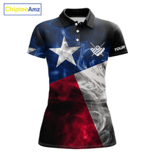 Load image into Gallery viewer, Custom Smoke Texas Flag Billiard Shirt For Women, Patriotic Billiard Team Shirt Polo &amp; Quarter Zip TDM6585