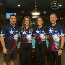 Load image into Gallery viewer, Custom Smoke Texas Flag Billiard Shirt For Women, Patriotic Billiard Team Shirt Polo &amp; Quarter Zip TDM6585