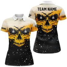 Load image into Gallery viewer, Custom Grunge Yellow Black Skull Billiard Women Jerseys Shirts, 8 Ball Billiards Apparel Clothing TDM1878
