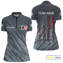 Load image into Gallery viewer, Personalized Billiard US Flag 9 Ball Pool Shirt For Women, Billiard Team Jersey Polo &amp; 1/4 Zip TDM4426