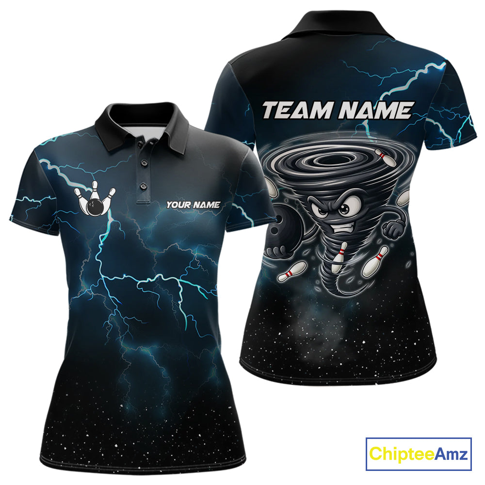 Personalized Thunder Lightning Tornado Funny Bowling Shirt For Women Custom Bowling Team Jersey TDM4854