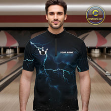 Load image into Gallery viewer, Personalized Thunder Lightning Tornado Funny Bowling Shirt For Men Custom Bowling Team Jersey TDM4854