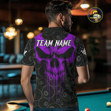 Load image into Gallery viewer, Personalized Skull 8 Ball Billiard Shirt For Men Custom Pool Team Jersey Polo &amp; 1/4 Zip |Purple TDM5070