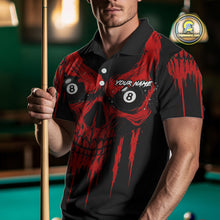 Load image into Gallery viewer, Red Grunge Skull Billiard Jersey For Men Custom 8 Ball Pool Billiard Shirt Team Polo &amp; 1/4 Zip TDM5072