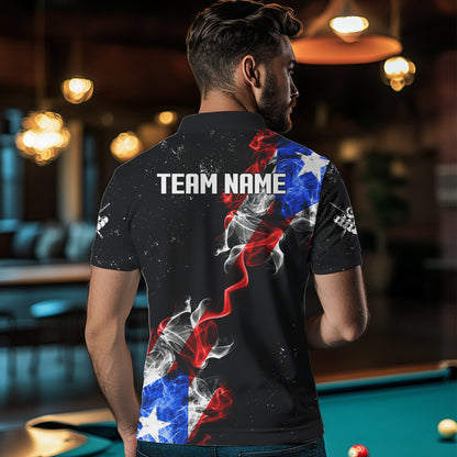 Personalize Puerto Rico Flag Smoke Billiard Shirt For Men Custom Patriotic 8 Ball Pool Team Jersey TDM0976
