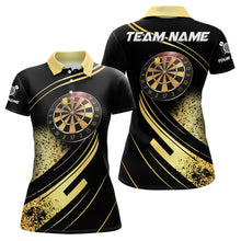 Load image into Gallery viewer, Personalized Gradient Gold And Black Darts Polo, Quarter Zip Custom Dart Shirts For Women Dart Jersey TDM3642