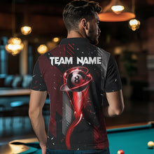 Load image into Gallery viewer, Grunge Black And Red 8 Ball Pool Lights Men's Billiard Shirts Custom Billiard Jersey Polo &amp; 1/4 Zip TDM3780