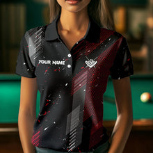 Load image into Gallery viewer, Grunge Black And Red 8 Ball Pool Lights Women's Billiard Shirts Custom Billiard Jersey Polo &amp; 1/4 Zip TDM3780