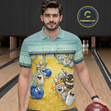 Load image into Gallery viewer, Funny Strike Bowling Polo &amp; Quarter Zip For Men Custom Bowling Team Jersey, Bowling Outfit TDM6168
