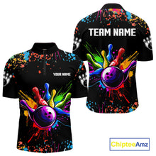 Load image into Gallery viewer, Colorful Funny Bowling Jersey For Men Custom Bowling Team Shirts Polo &amp; 1/4 Zip, Bowling Gifts TDM6589
