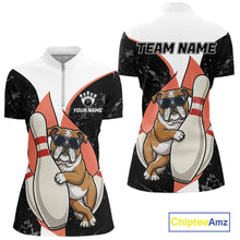 Load image into Gallery viewer, Personalized Funny Bulldog Bowling Shirts For Women Custom Bowling Team Jersey Polo &amp; 1/4 Zip TDM6595