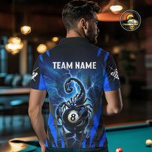 Load image into Gallery viewer, Personalized Thunder Lightning Scorpion Billiard Shirt For Men, 8 Ball Billiard Team Jerseys |Blue TDM4867