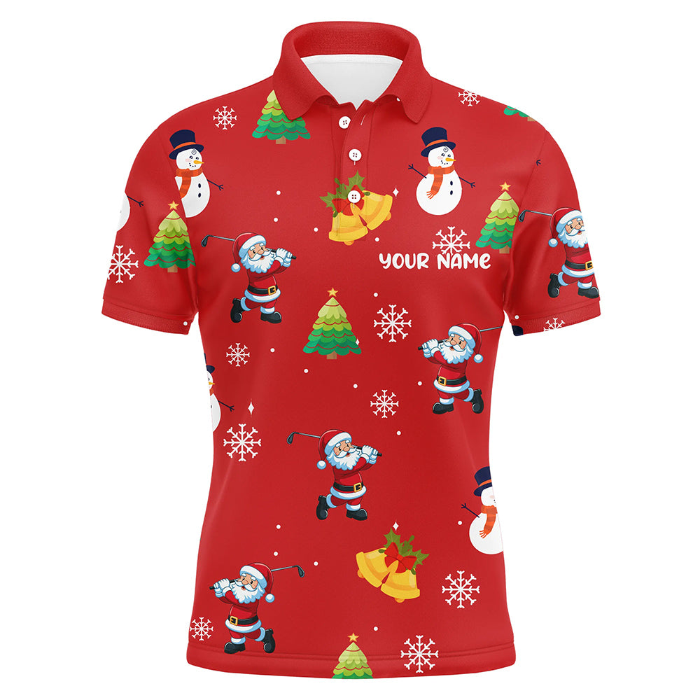 Funny Santa Red Christmas Pattern Men Golf Polo Shirt Custom Golf Tops For Women Best Golfing Gifts TDM3068