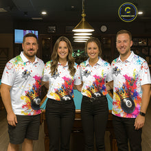 Load image into Gallery viewer, Colorful 8 Ball Crown Aim Shoot Swear Repeat Billiard Shirt For Men Custom Pool Team Jersey|White TDM5795