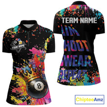 Load image into Gallery viewer, Colorful 8 Ball Crown Aim Shoot Swear Repeat Billiard Shirt For Women Custom Pool Team Jersey|Black TDM5796