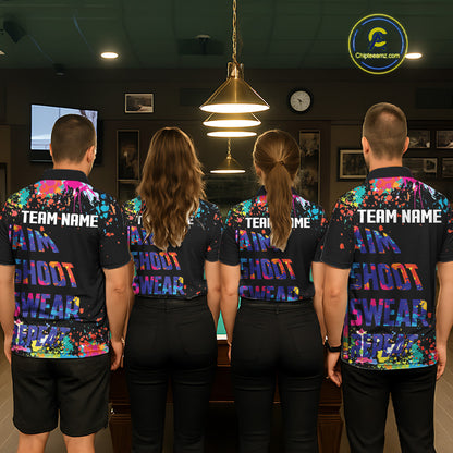 Colorful 8 Ball Crown Aim Shoot Swear Repeat Billiard Shirt For Men Custom Pool Team Jersey|Black TDM5796