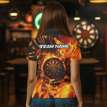 Load image into Gallery viewer, Orange Swirling Flame Dart Shirt For Women Custom Dart Jersey Pocket Option TDM3790
