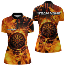 Load image into Gallery viewer, Orange Swirling Flame Dart Shirt For Women Custom Dart Jersey Pocket Option TDM3790