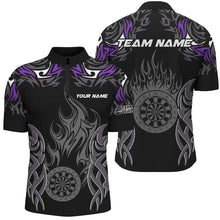 Load image into Gallery viewer, Personalized Darts Tournament Jerseys For Men Custom Dartboard Fire Flame Darts Team Shirts |Purple TDM2103