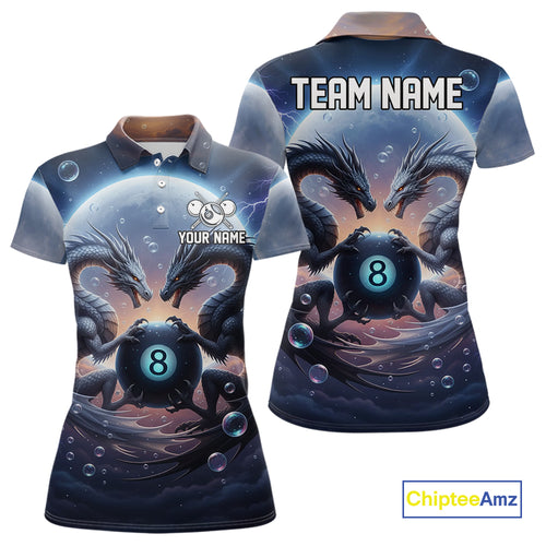 Personalized Dragon 8 Ball Billiard Shirt For Women Custom Pool League Team Jersey Polo & 1/4 Zip TDM4875