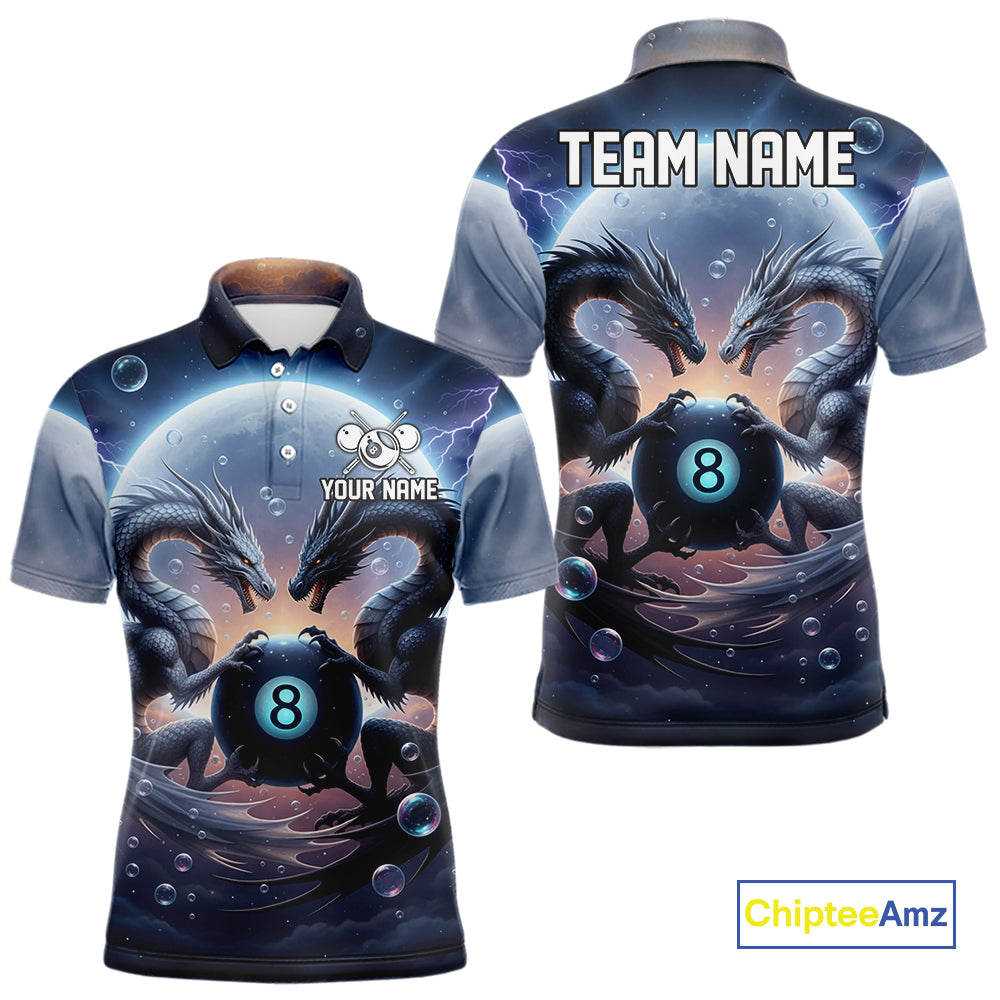 Personalized Dragon 8 Ball Billiard Shirt For Men Custom Pool League Team Jersey Polo & 1/4 Zip TDM4875