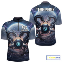 Load image into Gallery viewer, Personalized Dragon 8 Ball Billiard Shirt For Men Custom Pool League Team Jersey Polo &amp; 1/4 Zip TDM4875