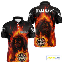 Load image into Gallery viewer, Orange Flaming Lion Darts Shirts For Men Custom Fire Darts League Jersey Team Polo &amp; 1/4 Zip TDM5308
