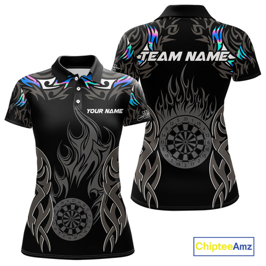 Personalized Darts Tournament Jersey For Women Custom Dartboard Fire Flame Darts Shirts |Holographic TDM5567