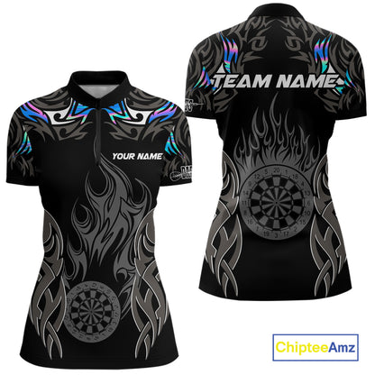 Personalized Darts Tournament Jersey For Women Custom Dartboard Fire Flame Darts Shirts |Holographic TDM5567