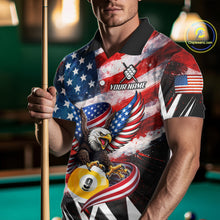 Load image into Gallery viewer, Custom American Flag Eagle Billiard Shirt For Men, Patriotic 9 Ball Pool Team Jersey Polo, 1/4 Zip TDM6182