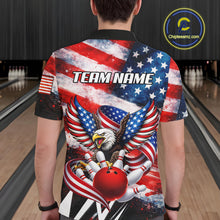 Load image into Gallery viewer, Custom American Flag Eagle Bowling Jersey For Men, Patriotic Bowling Team Shirt Polo &amp; 1/4 Zip TDM6183