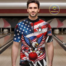 Load image into Gallery viewer, Custom American Flag Eagle Bowling Jersey For Men, Patriotic Bowling Team Shirt Polo &amp; 1/4 Zip TDM6183