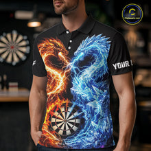 Load image into Gallery viewer, Personalized Fire And Icy Dragon Darts Shirt For Men, Lightning Darts Jersey Polo &amp; 1/4 Zip TDM6184