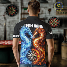 Load image into Gallery viewer, Personalized Fire And Icy Dragon Darts Shirt For Men, Lightning Darts Jersey Polo &amp; 1/4 Zip TDM6184