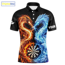 Load image into Gallery viewer, Personalized Fire And Icy Dragon Darts Shirt For Men, Lightning Darts Jersey Polo &amp; 1/4 Zip TDM6184