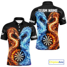 Load image into Gallery viewer, Personalized Fire And Icy Dragon Darts Shirt For Men, Lightning Darts Jersey Polo &amp; 1/4 Zip TDM6184