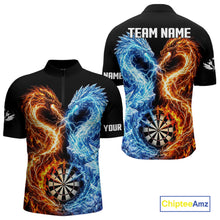 Load image into Gallery viewer, Personalized Fire And Icy Dragon Darts Shirt For Men, Lightning Darts Jersey Polo &amp; 1/4 Zip TDM6184