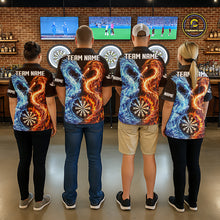 Load image into Gallery viewer, Personalized Fire And Icy Dragon Darts Shirt For Men, Lightning Darts Jersey Polo &amp; 1/4 Zip TDM6184
