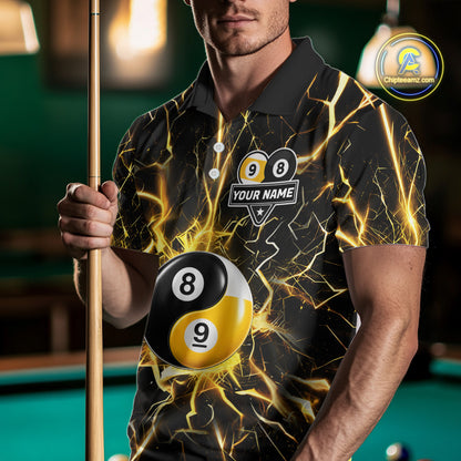 Custom Thunder Lightning Yin And Yang Billiard Shirt For Men, 8 Ball & 9 Ball Pool Team Jersey TDM6612