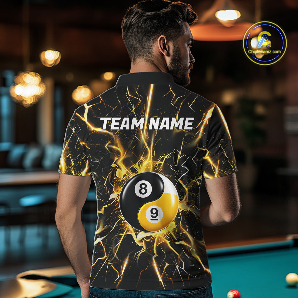 Custom Thunder Lightning Yin And Yang Billiard Shirt For Men, 8 Ball & 9 Ball Pool Team Jersey TDM6612