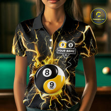 Load image into Gallery viewer, Custom Thunder Lightning Yin And Yang Billiard Shirt For Women, 8 Ball &amp; 9 Ball Pool Team Jersey TDM6612