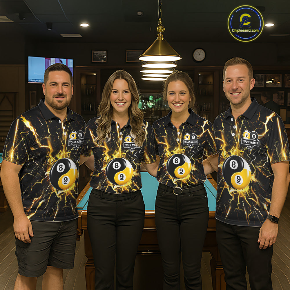 Custom Thunder Lightning Yin And Yang Billiard Shirt For Men, 8 Ball & 9 Ball Pool Team Jersey TDM6612
