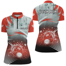 Load image into Gallery viewer, Personalized Red Grunge Break 8 Ball Billiard Shirts For Women, Retro Team League Billiard Jerseys TDM2345