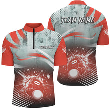 Load image into Gallery viewer, Personalized Red Grunge Break 8 Ball Billiard Shirts For Men, Retro Team League Billiard Jerseys TDM2345