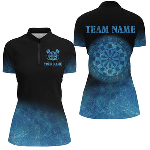 Personalized Sea Blue Gradient Darts Polo & Quarter Zip Custom Dart Shirts For Women Dart Jerseys TDM3327