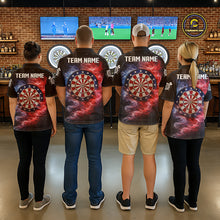 Load image into Gallery viewer, Custom American Flag Smoke Skull Darts Shirt For Men, Patriotic Darts Team Jersey Polo &amp; 1/4 Zip TDM5811