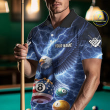 Load image into Gallery viewer, Blue 8 Ball US Flag Thunder Lightning Eagle Billiard Shirt For Men Custom Pool Team Jersey TDM5813