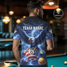 Load image into Gallery viewer, Blue 8 Ball US Flag Thunder Lightning Eagle Billiard Shirt For Men Custom Pool Team Jersey TDM5813