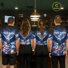 Load image into Gallery viewer, Blue 8 Ball US Flag Thunder Lightning Eagle Billiard Shirt For Men Custom Pool Team Jersey TDM5813