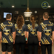 Load image into Gallery viewer, Black And Gold Scratch Billiard Shirts For Men Custom 9 Ball Crown Pool Team Jersey Polo &amp; 1/4 Zip TDM6622